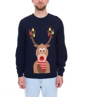 Herren Strick-Sweater mit Weihnachts-Muster Langarm-Pullover Freizeit-Sweater 939615 Dunkel-Blau Herren Strick-Sweater mit Weihnachts-Muster Langarm-Pullover Freizeit-Sweater 939615 Dunkel-Blau