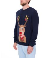 Herren Strick-Sweater mit Weihnachts-Muster Langarm-Pullover Freizeit-Sweater 939615 Dunkel-Blau Herren Strick-Sweater mit Weihnachts-Muster Langarm-Pullover Freizeit-Sweater 939615 Dunkel-Blau