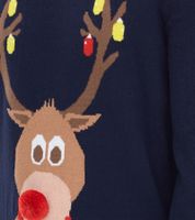 Herren Strick-Sweater mit Weihnachts-Muster Langarm-Pullover Freizeit-Sweater 939615 Dunkel-Blau Herren Strick-Sweater mit Weihnachts-Muster Langarm-Pullover Freizeit-Sweater 939615 Dunkel-Blau