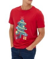 Herren T-Shirt mit weihnachtlichem Motiv Baumwoll-Shirt Sommer-Shirt Kurzarm-Shirt 958089 Rot