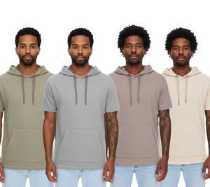 EIGHT2NINE Herren Kapuzen-Pullover kurzärmliger Baumwoll-Hoodie T-Shirt Hoody Sommer-Hoody H10014L22462AEN Hellgrau, Khaki, Braun oder Beige