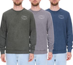 SKY REBEL Men's Round Neck Cotton Sweater with an Antique Look H10068C21372A Dark Blue, Green, or Gray