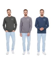 SKY REBEL Herren Rundhals-Pullover Baumwoll-Sweater im Antik-Look H10068C21372A Dunkelblau, Grün oder Grau