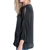 camicetta estiva da donna vestino camicetta elegante a maniche lunghe 900889 nero