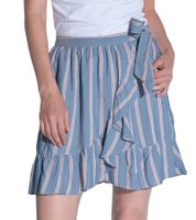 Gonna a portafoglio da donna Vestino, gonna estiva, minigonna a righe, gonna in jersey 901189 Azzurro/Bianco/Rosso