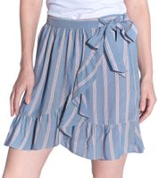 Gonna a portafoglio da donna Vestino, gonna estiva, minigonna a righe, gonna in jersey 901189 Azzurro/Bianco/Rosso