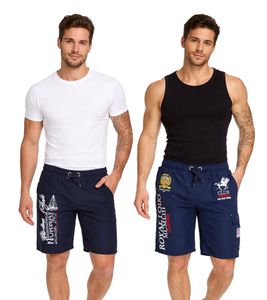 GEOGRAPHICAL NORWAY Herren Badehose Schwimm-Hose mit Logo-Print Bade-Shorts mit Taschen Schwimm-Shorts Navy