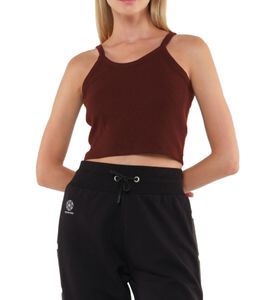 Haut court côtelé pour femme YOU DO YOU, débardeur en coton, style yoga, couleur marron acajou, 905101 Haut court côtelé pour femme YOU DO YOU, débardeur en coton, style yoga, couleur marron acajou, 905101