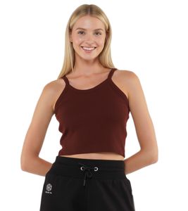 YOU DO YOU women's crop top ribbed fitness top cotton shirt tank top yoga fashion 905101 mahogany brown