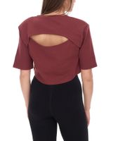YOU DO YOU Damen T-Shirt im Cropped-Style Fitness-Top mit Rücken-Cut Out Baumwoll-Shirt Yoga-Mode 905051 Mahagoni-Braun YOU DO YOU Damen T-Shirt im Cropped-Style Fitness-Top mit Rücken-Cut Out Baumwoll-Shirt Yoga-Mode 905051 Mahagoni-Braun