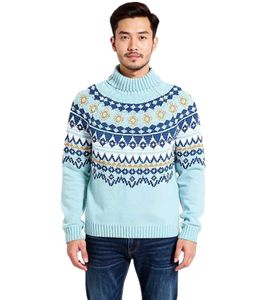 Men's knitted sweater with geometric pattern, leisure sweater, plus sizes 955017, blue Men's knitted sweater with geometric pattern, leisure sweater, plus sizes 955017, blue