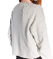maglione corto da donna vestino con perle rivettate maglia lavorata a maglia 901148 grigio
