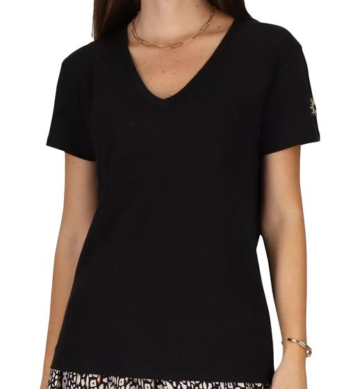 T-shirt femme Les Tropéziennes, chemise en coton, haut d'été, manches courtes, 1 112 3340C E, noir