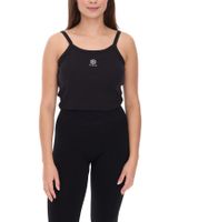 Canotta da donna in cotone a coste, modello crop top, modello fitness, modello yoga, moda, YOU DO YOU 905101, nero