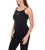 Canotta da donna in cotone a coste, modello crop top, modello fitness, modello yoga, moda, YOU DO YOU 905101, nero