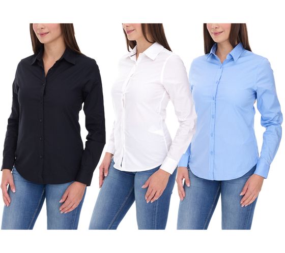 ELEVATE Hamell Long-Sleeve Shirt, Simple Women's Poplin Blouse, Light Blue, Black, or White