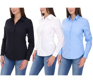 ELEVATE Hamell Langarm-Hemd schlichtes Damen Blusen-Hemd Popelin Bluse Hellblau, Schwarz oder Weiß ELEVATE Hamell Langarm-Hemd schlichtes Damen Blusen-Hemd Popelin Bluse Hellblau, Schwarz oder Weiß