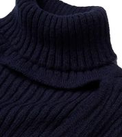 Abito corto in maglia da donna con collo alto e dettagli intagliati, abito a maniche lunghe 960726 blu scuro