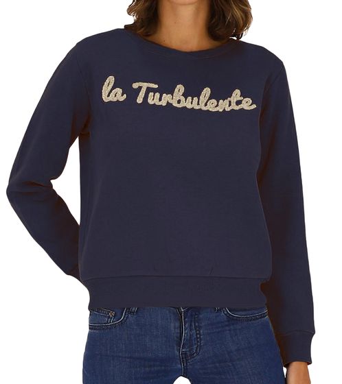Pull en coton femme Les Les Tropeziennes, pull d'été avec inscription brodée, col rond, 1 122 0572C B Bleu marine