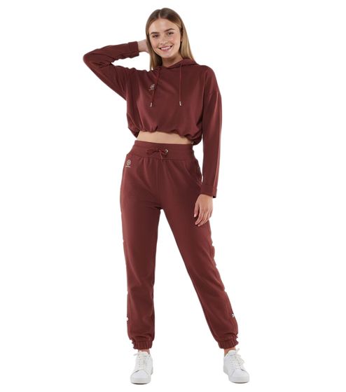 YOU DO YOU Damen Cropped-Hoodie mit Kapuze Alltags-Pullover Yoga-Mode 905081 Mahagoni-Braun