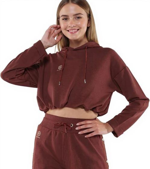 YOU DO YOU women's cropped hoodie with hood everyday sweater yoga fashion 905081 mahogany brown