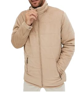 Veste matelassée pour homme aspect daim avec capuche, veste matelassée 919039 Beige