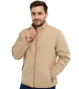 Men's Quilted Jacket in Suede Look with Hood, Padded Jacket 919039 Beige Men's Quilted Jacket in Suede Look with Hood, Padded Jacket 919039 Beige