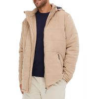 Herren Stepp-Jacke in Veloursleder-Optik mit Kapuze wattierte Jacke 919039 Beige