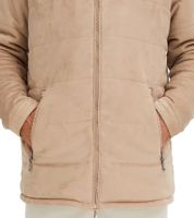 Herren Stepp-Jacke in Veloursleder-Optik mit Kapuze wattierte Jacke 919039 Beige