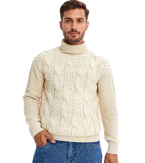 Men's Knitted Sweater Turtleneck Sweater with Cable Knit Pattern Winter Sweater Plus Sizes 938114 Beige Men's Knitted Sweater Turtleneck Sweater with Cable Knit Pattern Winter Sweater Plus Sizes 938114 Beige
