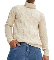 Men's Knitted Sweater Turtleneck Sweater with Cable Knit Pattern Winter Sweater Plus Sizes 938114 Beige Men's Knitted Sweater Turtleneck Sweater with Cable Knit Pattern Winter Sweater Plus Sizes 938114 Beige