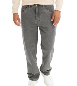 Jean thermique chaud pour homme, pantalon en denim taille haute à jambe droite, style 5 poches, 968534 gris