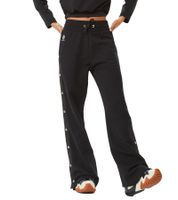 YOU DO YOU Women's Training Pants Cotton Sports Pants with Side Button Placket Jogging Pants Wide Leg Yoga Wear 905061 Black