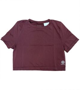 T-shirt court à manches courtes pour femme, style fitness, yoga, mode, 905041, marron acajou