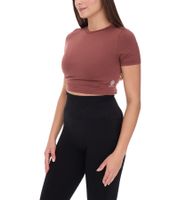 T-shirt court à manches courtes pour femme, style fitness, yoga, mode, 905041, marron acajou T-shirt court à manches courtes pour femme, style fitness, yoga, mode, 905041, marron acajou