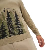 Men's Fine Knit Sweater, Crew Neck Sweater with Forest and Mountain Pattern, Winter Sweater 971556 Khaki Men's Fine Knit Sweater, Crew Neck Sweater with Forest and Mountain Pattern, Winter Sweater 971556 Khaki