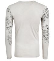 Camisa de manga larga para hombre con estampado de motivos urbanos. Camisa de manga larga con tapeta de botones en el escote. R-10141 Beige