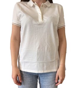 Polo femme en coton avec détails en lurex Les Tropéziennes, manches courtes, 1 112 3097C F, blanc