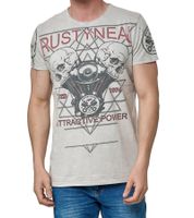 Men's T-Shirt with Rocker Skull Print, Cotton Crew Neck T-Shirt, R-15261 Gray