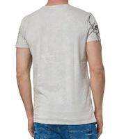 Men's T-Shirt with Rocker Skull Print, Cotton Crew Neck T-Shirt, R-15261 Gray