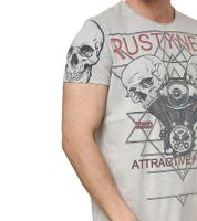 Men's T-Shirt with Rocker Skull Print, Cotton Crew Neck T-Shirt, R-15261 Gray