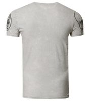 Men's T-Shirt with Rocker Skull Print, Cotton Crew Neck T-Shirt, R-15261 Gray
