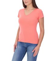 COURSE Women's V-Neck T-Shirt, Summer Shirt, Cotton Top, Casual Shirt, 900779 Coral
