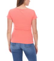 COURSE Women's V-Neck T-Shirt, Summer Shirt, Cotton Top, Casual Shirt, 900779 Coral