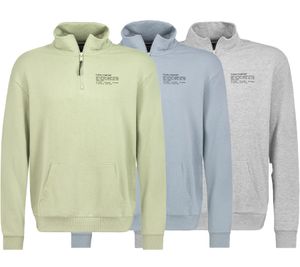 Pull homme STITCH & SOUL avec zip, pull camionneur moderne à col montant, pull en coton H10014C21404A en gris, bleu ou vert