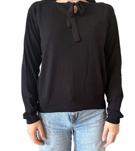 Pull femme Vestino avec nœud, chemise à manches longues, pull de tous les jours 901088 noir
