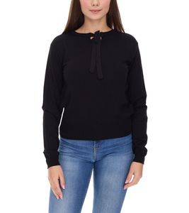 Pull femme Vestino avec nœud, chemise à manches longues, pull de tous les jours 901088 noir