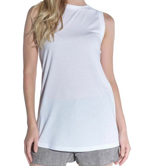 Haut long COURSE pour femme, col rond, haut d'été, débardeur, chemise décontractée 900789 Blanc