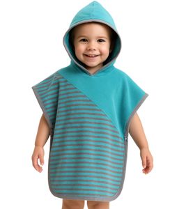 VOSSEN Kleinkind Baby Badeponcho aus Baumwolle mit gestreiften-Druck 110/140cm Bade-Mantel Morgen-Mantel 1702940001 Blau/Grau VOSSEN Kleinkind Baby Badeponcho aus Baumwolle mit gestreiften-Druck 110/140cm Bade-Mantel Morgen-Mantel 1702940001 Blau/Grau