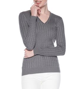 Pull en maille torsadée pour femme Vestino, pull en coton, pull de loisirs 900609 gris